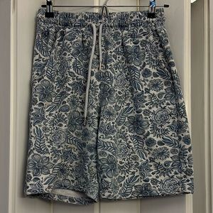 Blue and white sweat shorts